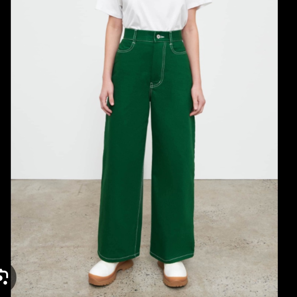 Wide leg denim pants